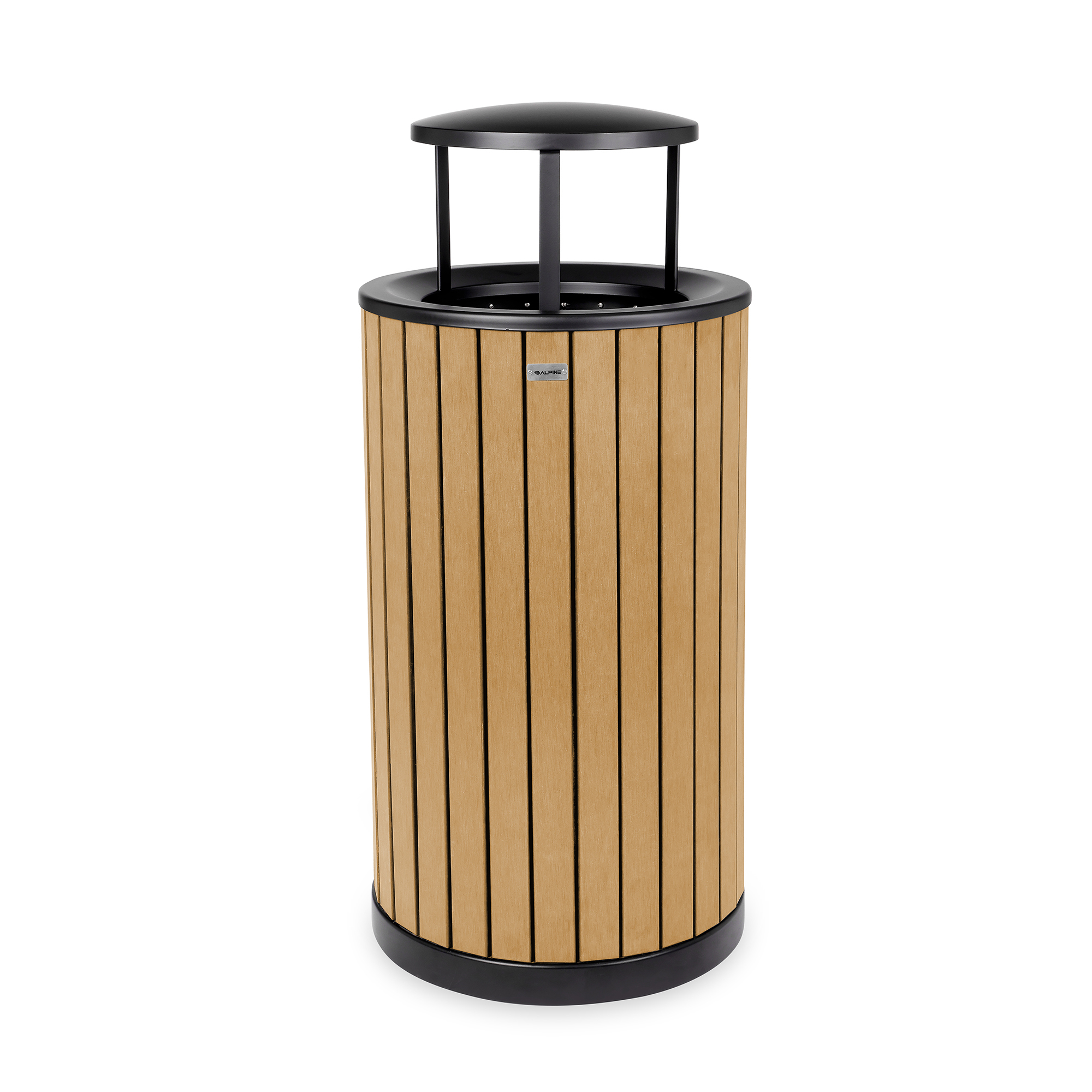 Alpine, 32-Gallon Outdoor Metal Trash Can, Cedar, Capacity 32 Gal, Model# ALP4400-01-CD-RB